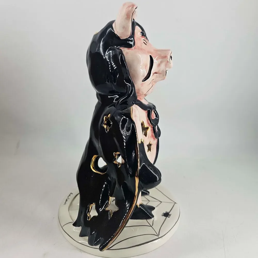 Blue Sky 2009 Heather Goldminc Vampire Pig Pigula Halloween Tea Lite Holder